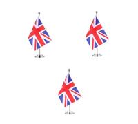 Angoily 3 Pièces Drapeau de table britannique Fanion pays drapeau union jack festival décoration petit drapeau de bureau britannique petits drapeaux de bureau britanniques Tissu polyester