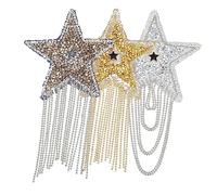 Angoily 3 Pièces Écussons Thermocollants Étoile à Strass avec Pompons Décoratifs Résistants pour Vêtements et Chapeaux Kit pour Customisation et Réparation