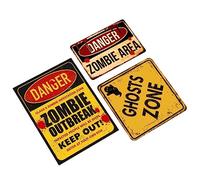 Angoily 3 Pièces Halloween Panneau D'Avertissement Autocollants Halloween Ornement Mur Paster Maison Autocollant Halloween Papier Peint Stickers Muraux Halloween Porte Autocollant