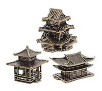 Angoily 3 Pièces Lanterne Pagode Japonaise en Laiton Or, Design Compact et Entretien Minimal, Décoration Zen Intérieure et Micro Paysage Asiatique