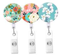 Angoily 3 pièces Porte-badge Rétractable avec Clip Arrière Sécurisé Enrouleur Extensible pour Infirmières Porte-cartes Pratique pour Badges et Cartes Identité Bleu Rose Vert