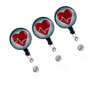 Angoily 3 Pièces Porte Badge Rétractable Forme de Cœur Ensemble de Clips Pratiques pour Cartes Identité Id et Noms Accessoire Multifonctionnel pour Infirmières Enseignants et Événements