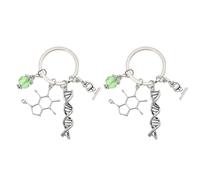 Angoily 3 Pièces Porte-clés de Chimie en Alliage de Zinc Argenté Microscope et Fiole, Design Scientifique Résistant, Présent pour Maîtresse de Biologie la Maison