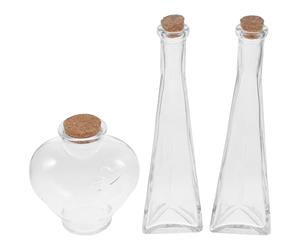 Angoily 3 Pièces Set de Bouteilles de Cérémonie du Sable en Verre, Cœur | Cadre Ceremonie du Sable Mariage, Verre et Liège, Trois Flacons Prisme, Décor Souvenir pour Maison