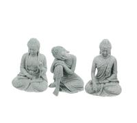 Angoily 3 pièces Statue Bouddha Pierre Fine Figurines Méditation Naturelle pour Décoration Intérieure et Jardin Apport de Paix et Harmonie