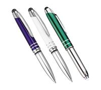 Angoily 3 Pièces Stylo LED Multifonction avec Lumière Stylet Tactile et Bille Lot de Couleurs Élégantes Blanc Bleu Vert et Prise Main Confortable pour