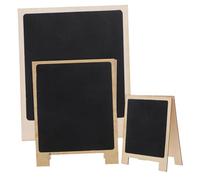 Angoily 3 pièces Tableau Ardoise Mini Double Face avec Socle Bois Panneau Message de Bureau Réutilisable et Stable pour Étiquettes et Affichage