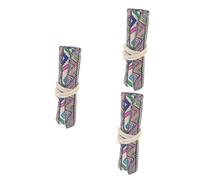 Angoily 3 Pièces Trousse à Crayons Enroulable Toile Sac de Rangement Décoratif pour Stylos et Crayons de Couleur Format Chinois Capacité Pratique
