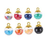 Angoily 30pièces Boule De Verre à Paillettes Décorative Pendentif Verre à Paillettes Pour Bijoux Et Créations Diy