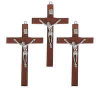 Angoily 3pièces Croix Bois Pendentif Breloques Décoratives Pour Collier Crucifix De Jésus à Suspendre Ornements Religieux Chrétiens Pour Création De Bijoux