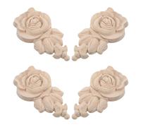 Angoily 4 Pièces Applique Murale en Bois Beige Sculpté la Main, Décoration Vintage Élégante pour Meubles et Salons, Installation Facile pour DIY et Décoration Intérieure