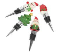 Angoily 4 Pièces Bouchon L'arôme Bouteille Acier Inoxydable en Réutilisable de Vin de Design Décoratif de Noël Conserve Style Unique et Élégant pour Fêtes Festives