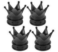 Angoily 4 Pièces Bouchons de Valve de Pneu Couronne en Aluminium Noir pour Voiture