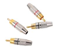Angoily 4 pièces Connecteur RCA Plaqué Or Fiche Audio Mâle pour Haut-Parleur Adaptateur Métallique pour Câble Audio Vidéo Installation Facile et Kit Rouges et Noirs