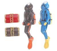 Angoily 4 Pièces Décorations Aquarium Plongeur Résine Ornements Maison Poisson Miniatures Création Paysage Micro Paysager pour Aquarium et Bureau