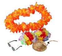 Angoily 4 Pièces Ensemble de Décoration Festif Hawaïen pour Oie de Porche avec Couronne de Fleurs, Chapeau en Plastique et Lunettes de Soleil pour Fêtes D'été en Extérieur