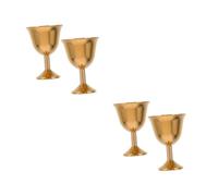 Angoily 4 Pièces Lot de 2 Calices en Laiton Moyen, Tasse Décorative Ornement de Augure, Coupe à Vin Stable pour Maison et Bureau, Gobelet Vintage Multifonction pour Collecte et Cérémonie,