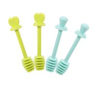 Angoily 4 pièces Lot de Bâtonnets à Miel pour Mélange et Agitation Bâtons à Miel et Confiture Réutilisables Vert et Bleu Accessoires Pratiques pour Thé Au Lait et Pâtisseries Réutilisable