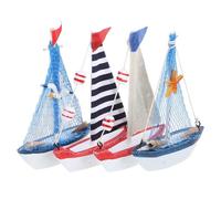 Angoily 4 Pièces Mini Maquette Voilier en Résine et Toile Style Méditerranéen pour Décoration Intérieure Nautique, Ornement pour Maison et Bureau Style Aléatoire