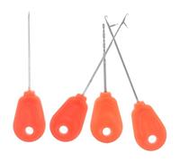 Angoily 4 Pièces Outil à Aiguille à Appât pour Pêche la Carpe, Aiguille à Leurre Souple Montage pour Appâts Vivants, Plastique Orange, Portable, Appâtage Sûr, Débutants et Pêcheurs