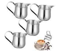 Angoily 4 Pièces Pichet Lait Inox Petit Cruche à Lait Acier Inoxydable Verseur Mousseur pour Café et Sauce Ustensile de Cuisine Pratique et Léger