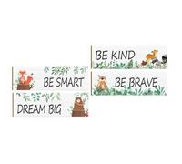 Angoily 4 Pièces Plaque Murale de Motivation en Bois, Décor | Style Rustique Rétro, Motifs Cartoon Colorés, Pose Facile, pour Murs Intérieurs, Portes, Couloirs