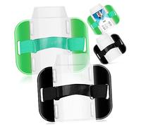 Angoily 4 pièces Porte Badge de Bras Réglable Transparent pour Carte Identité Brassard Porte Badge et pour Personnel de Sécurité et Employés Lot de Verts Noirs
