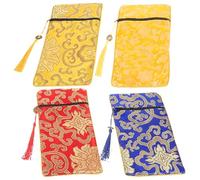 Angoily 4 pièces Sacoche Brocart Vintage Style Chinois Lot de Pochettes Légères pour Rangement de Textes Sacrés Sacoche de Protection et Pratique