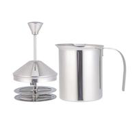 Angoily 400cc Inox Mousseur à Lait Manuel Double Filtre pour Latte Cappuccino avec Bec Verseur et Échelle de Mesure Mousseur Lait sans Électricité pour Café et Maison
