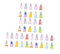 Angoily 40pièces Pendentif Ours Couleur Résine Pour Bijoux Colliers Et Création Breloques Ours Kit Pendentifs Fait Main