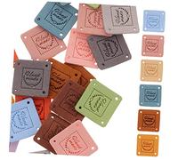 Angoily 45pièces Étiquettes Faites Main Cuir Pu Pour Vêtements Sacs Couture Avec Perforation Pour Coudre Facilement