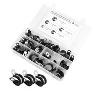 Angoily 48 pièces Assortiment de Colliers de Serrage Acier Inoxydable avec Coussin Caoutchouc Pinces Rigidifiées pour Conduits et Câbles Protection Antichoc pour Usage Automobile et