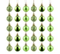 Angoily 48 Pièces Boules Décoratives de Noël en Plastique Vert, Faciles à Suspendre Transporter, Boîte, pour Décoration Sapin en Librairie ou Centre Commercial