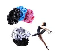 Angoily 4pièces Filets à Cheveux Élastiques Snood Pour Danse Classique Satin Avec Volants Lot De Blanc Noir Bleu Rose