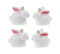 Angoily 4pièces Pendentifs Décoratifs Forme de Lapin Accessoires pour Valises et Sacs Fournitures Créatives pour DIY Blanc