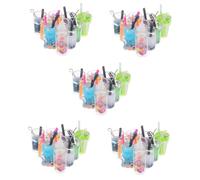 Angoily 5 ensembles Bouteille En Verre Girly Tendance Tasse Transparente Breloques Mini Collier Breloques De Bouteille Pour Pendentifs Connecteurs En Verre Pendentif 10 pièces * 5