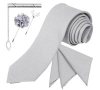 Angoily 5 Pièces Ensemble de Cravates Élégantes pour Hommes avec Épingle de Revers, Pince à Cravate en Alliage et Pochette, pour Conférences et Soirées d'affaires