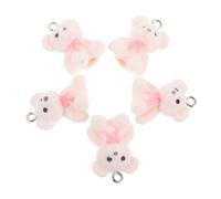 Angoily 5 Pièces Pendentif D'ours Charme Porte-clés Mignon D'ours Fille Bijoux Animal De Compagnie Animaux Petit Patte Pour Peluche Pendaison Émail Pendentifs Collier Ours Résine Blanche