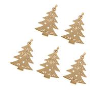 Angoily 5 pièces Pendentifs Arbre de Noël Acier Inoxydable Doré pour Bijoux DIY Accessoires de Création Breloques Noël Résistantes et Durables