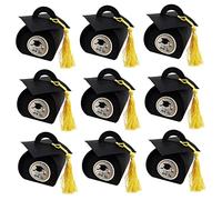 Angoily 50 Pièces Boîte De Bonbons Du Chapeau De Docteur Doux Enfants Faire La Fête Diplômés Titulaire De Cotillons Coffrets Coffret Boîtes De Fête Gland Noir