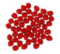 Angoily 50 Pièces breloques bijoux fraise Perles tiges de baies rouges décorations de fraises mignon simulé faire bijoux de fruits breloques fraise pour la fabrication de bijoux un verre