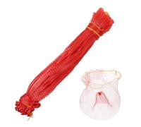 Angoily 50 Pièces Paquet à Légumes en Plastique Rouge, Pochettes de Rangement Tissées à Cordon, Design Respirant et Facile à Nettoyer, Culture Potagère Conservation des Fruits