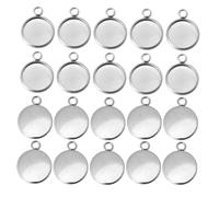 Angoily 50 pièces Plateau Rond Acier Inoxydable pour Bricolage Bijoux Support Métallique pour Pendentifs Cabochon Base Lisse Sans Burr pour Création de Colliers et Personnalisés