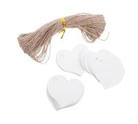 Angoily 500 pièces Étiquettes Kraft Coeur avec Ficelle Cartes Blanches DIY Résistantes pour Mariage Fêtes