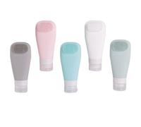 Angoily 5Pcs Contenant de Voyage en Silicone Bouteille de Voyage en Silicone avec Brosse Léger Réutilisable pour Produits de Toilette et Soins Capillaires