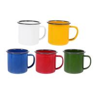 Angoily 5Pcs Couleur Potable Cuisine Jaune/Tasses De Bureau Mini Tasse De Voyage Portable Pot De Poignées Pratiques en Plein Air Intérieur Émail Multifonctionnel Randonnée Pêche Glacée