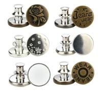 Angoily 6 pièces Boutons Pression Amovibles Alliage Réglage Instantané Fine Accessoires pour Jeans Remplace sans Couture Boucle pour Tour