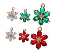 Angoily 6 Pièces Flower Charms Kit Plated Crystal Rhinestone Pendants With Six-petal Design For DIY Jewelry Making Bracelets Necklaces Earrings And Elegant Craft Accessories