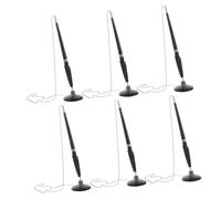 Angoily 6 Pièces Lot de Stylos Sécurisés avec Chaîne et Socle Rotatif Adhésif Stylo de Comptoir Ergonomique pour Bureau Réception Banque Hôtel et Écoles