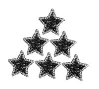 Angoily 6 pièces Patch Thermocollant Étoile avec Strass Noir Lot de Écussons Décoratifs DIY pour Vêtements Sacs et Réparation Textile Autocollants Durables et Faciles à Appliquer